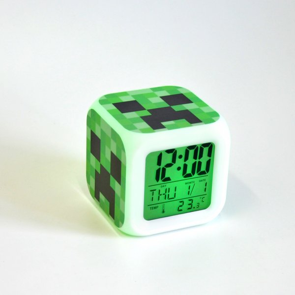 картинка Часы-будильник Крипер с подсветкой 