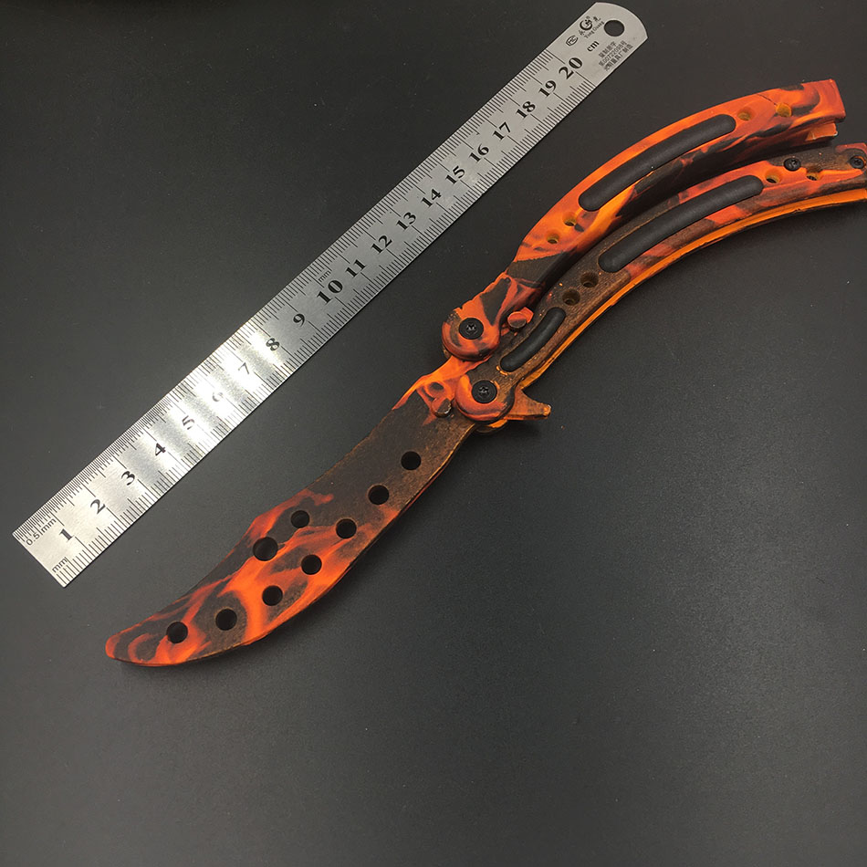 картинка Нож бабочка оранжевый из стали 