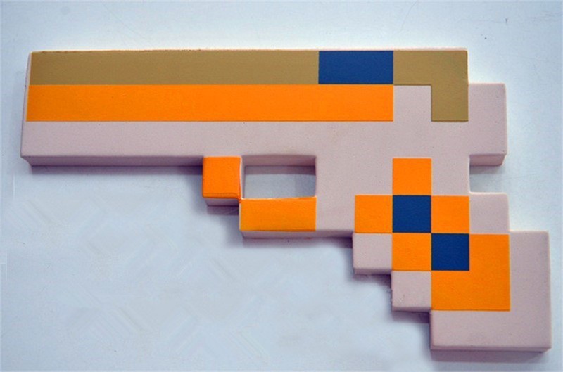 картинка Пистолет пиксельный оранжевый 